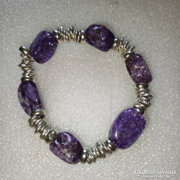 Beautiful purple cracked glass rubber bracelet
