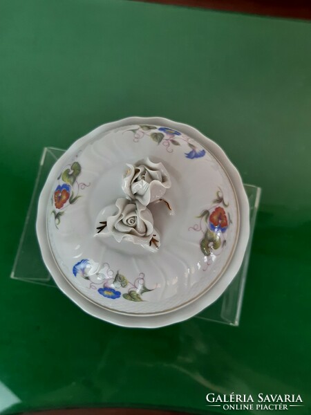 Hullóháza patterned sugar bowl with lid