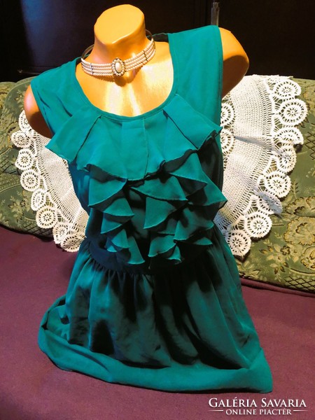 Very decorative green cocktail dress size 38