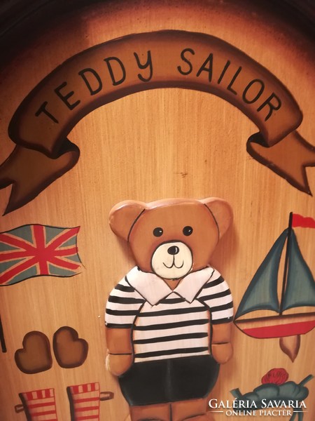 Teddy Sailor, 3D-s  fatábla, dekoráció. 60*40 cm