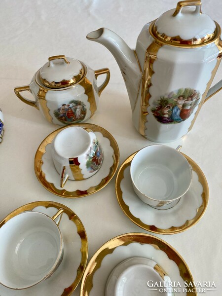 Altwien-style mythology present porcelain coffee set_gilded showcase decoration sale!