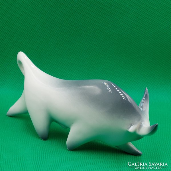 András Sinkó modern Zsolnay porcelain bull figurine