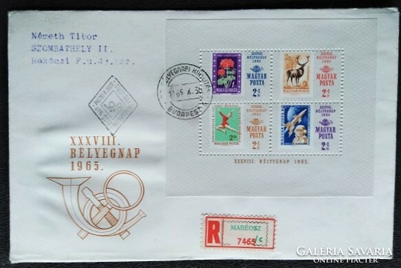 FF2221a-d / 1965 Bélyegnap blokk FDC-n futott