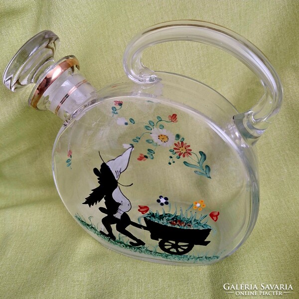 Retro, hand-painted glass with spout