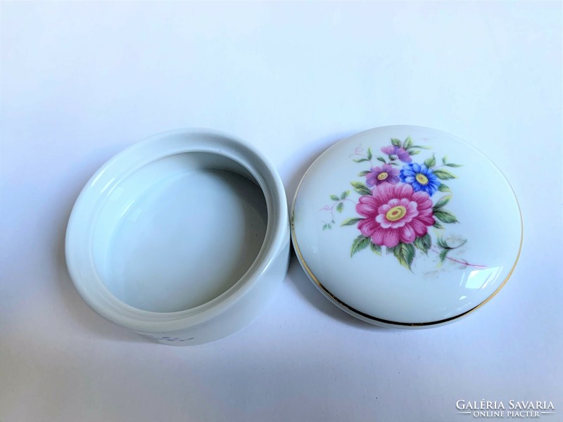 Hollóházi Hajnalka mintás porcelán ékszertartó bonbonier 4 x 9 cm