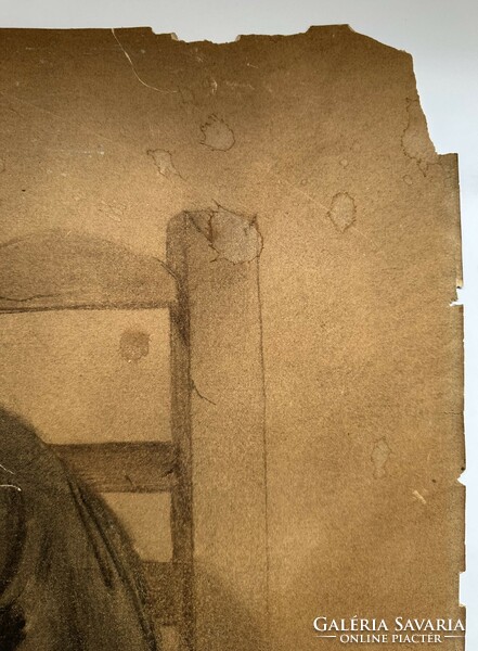 1885 Drawing depicting a gloomy rabbi with Munkácsy mark