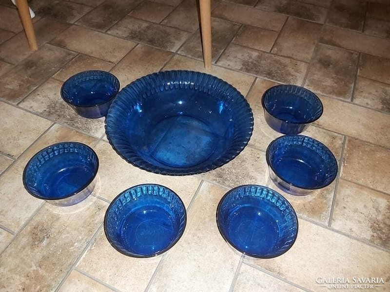 Retro blue glass fruit compote set nostalgia piece collector's beauty