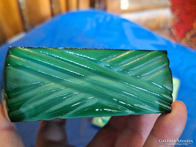 Czech bohemian art deco malachite glass vase - perfect!