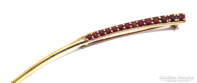 Garnet brooch pin, flower stem motif