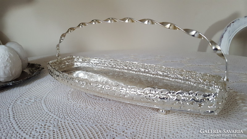 Beautiful silver-plated, Queen Anne sandwich tray, with attractive handle