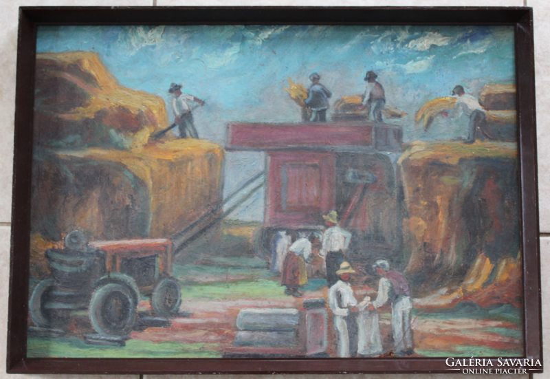 Threshing - social real oil painting