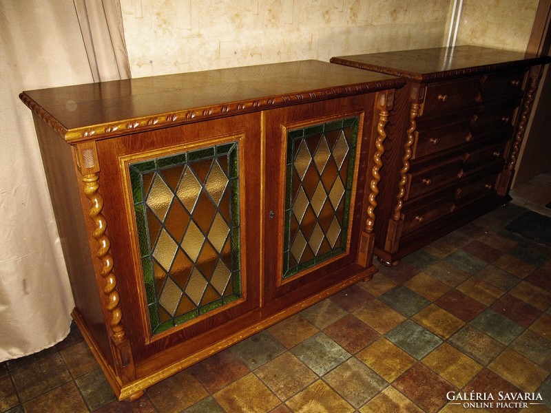 Colonial stained glass chest of drawers