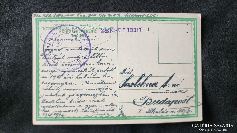 1914 Franz Josef Habsburg Emperor King of Hungary front censored original contemporary postcard