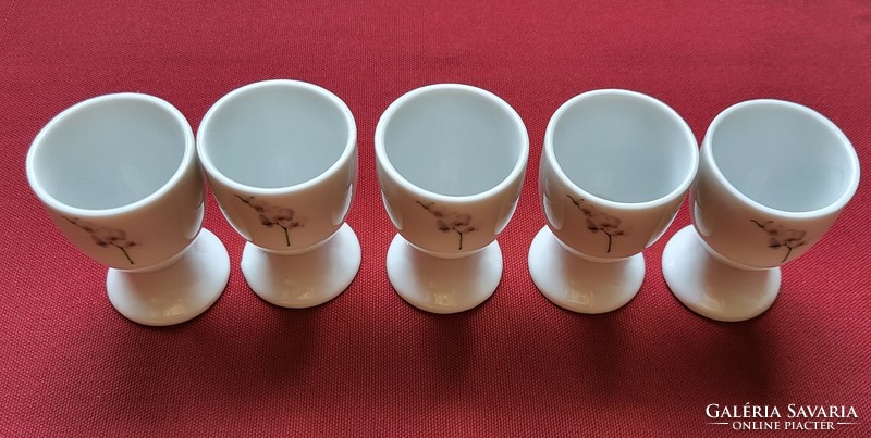 5 white porcelain egg holders with orchid flower pattern