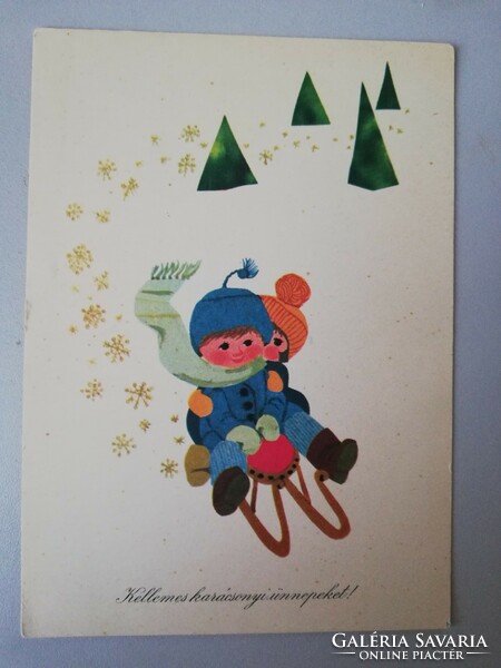 Postatiszta képeslap - Karácsony, Sóti Klára