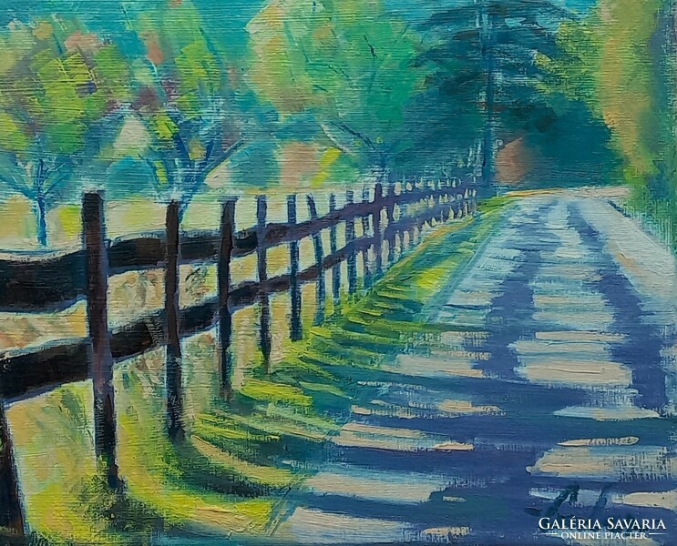 Forest road - oil painting