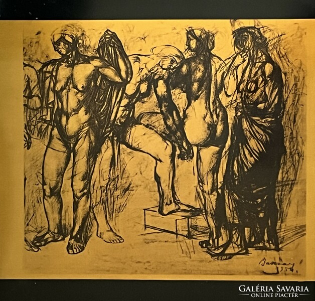 Jenő Barcsay's female nude composition, allugraphic print, prepared for the opening of the Barcsay Museum in April 1978