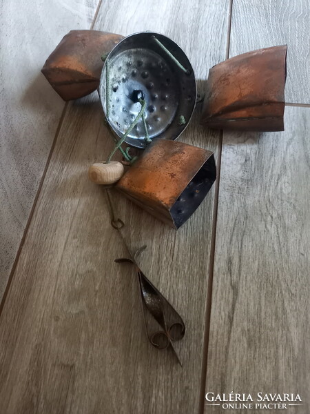 Old bell-bongo metal wind chime (28.5 cm)