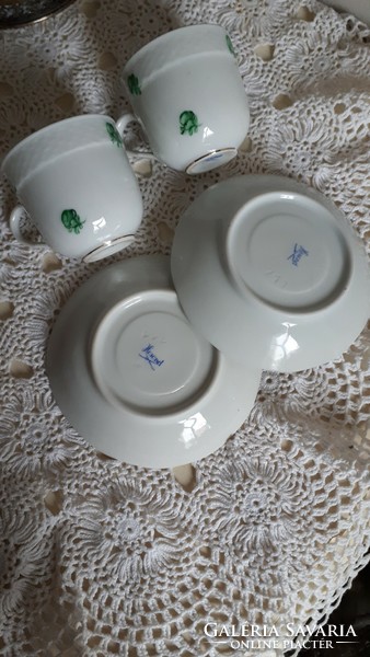 Herend antique green flower coffee cup and saucer!