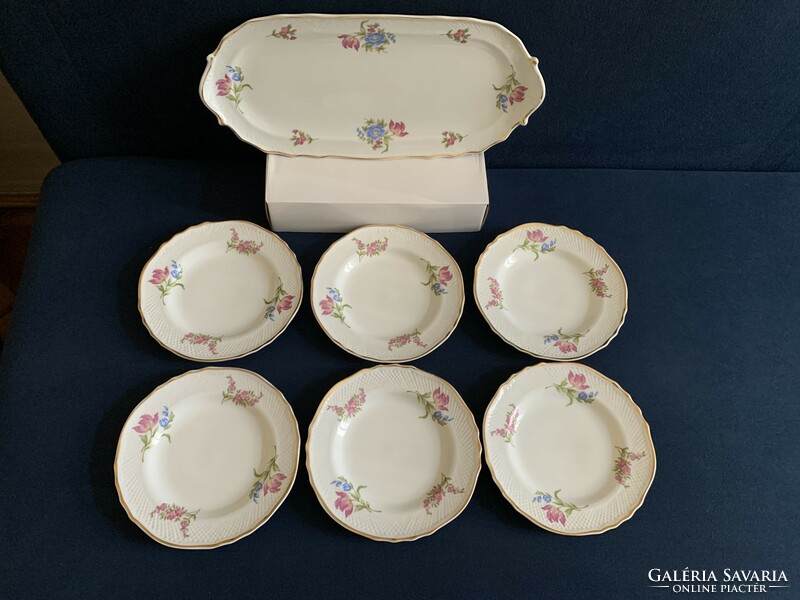 6-person sandwich and cake porcelain set with Hollóházi pattern