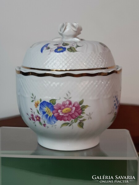 Hullóháza patterned sugar bowl with lid