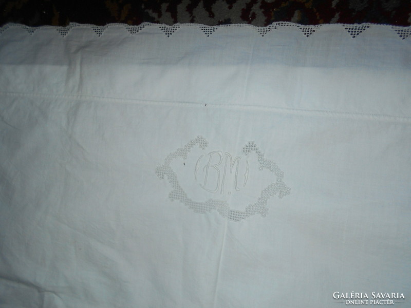 Antique lake bed pillow cover (small pillow) fine needlework, thread button 56 cm x 44 cm