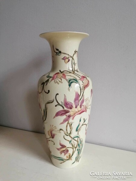 Zsolnay, orchideás, kézzel festett váza 35cm magas!