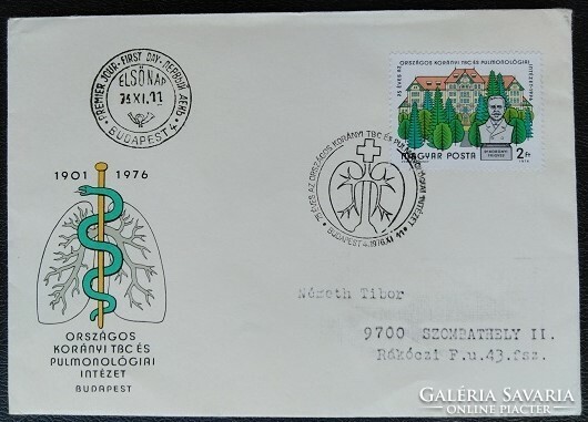 Ff3139 / 1976 early tuberculosis and pulmonology institute stamp ran on fdc