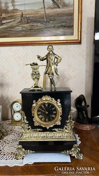 Antique Brussels mantel, table, parlor sculptural furniture clock