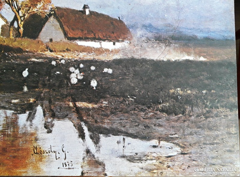 Festmény nyomat, Mészöly Géza faluvége 1875!