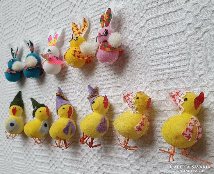 Old Easter bunny rabbit chick package chicken decoration accessory