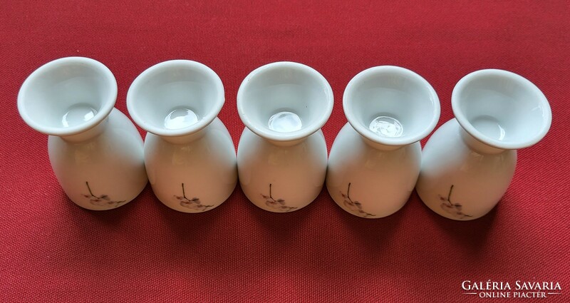 5 white porcelain egg holders with orchid flower pattern