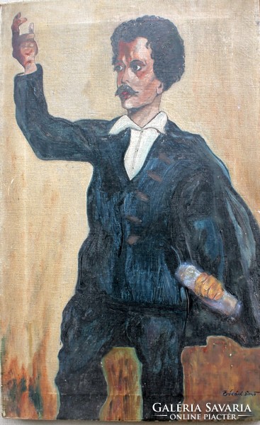 Ernő Zórád: antique marked caricature painting.