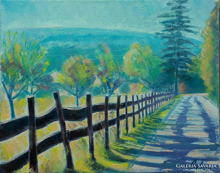 Forest road - oil painting