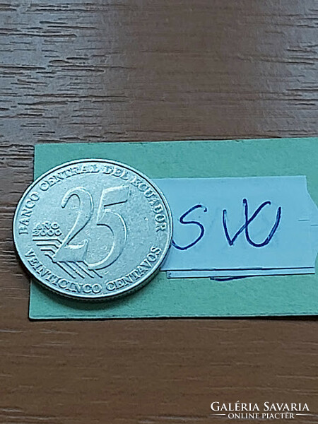 Ecuador 25 centavos 2000 stainless steel, jose joaquin de olmedo sw