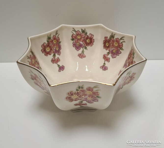 Zsolnay flower-patterned star-shaped large bowl #1904