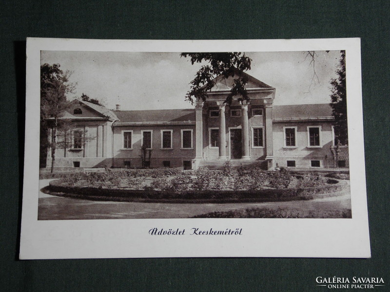 Képeslap,Postcard, Kecskemét, múzeum látkép részlet, 1955