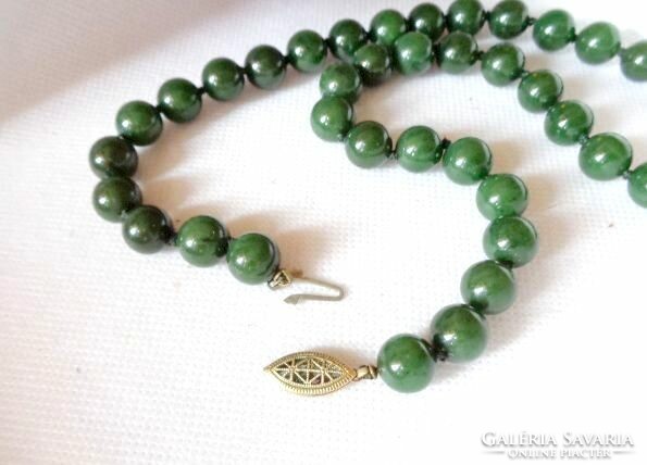 Antique jade necklace sterling clasp