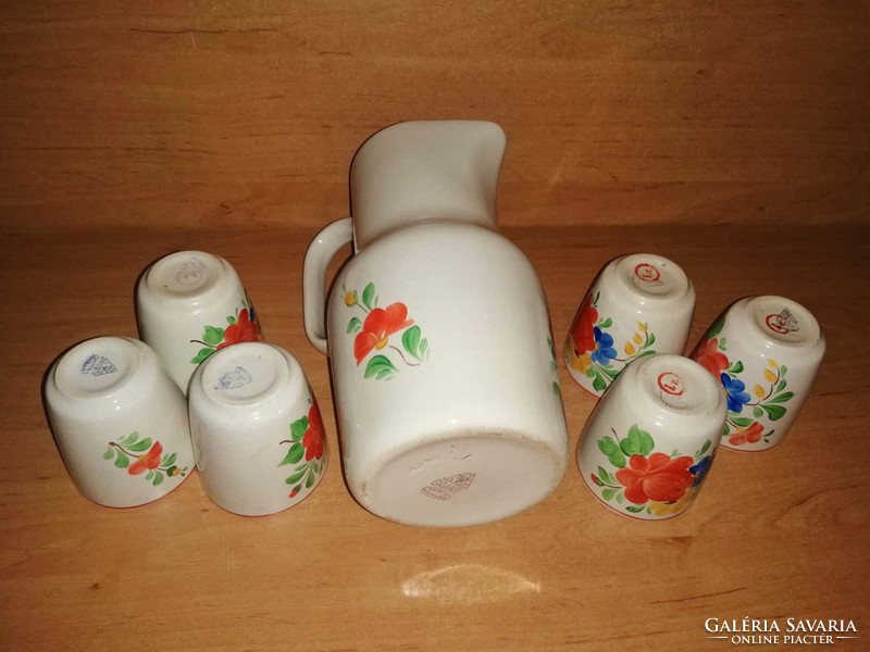Rare granite floral pattern drinking set - 1 jug with 6 glasses (27/d)