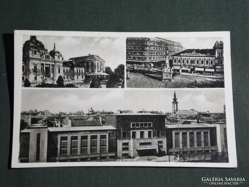 Képeslap,Postcard, Újvidék, mozaik részletek,Levente otthon, szentháromság tér,szobor 1942