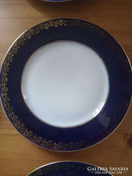 6 db Gyönyörű antik kobalt/arany csemege tányér 19,7 cm MZ Austria/Altwien