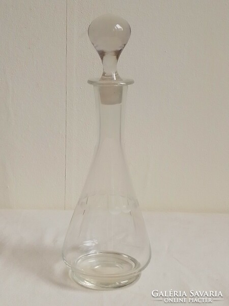 Antique Old Polished Blown Cut Glass Liqueur Dessert Wine Brandy Pouring Bottle with Stopper