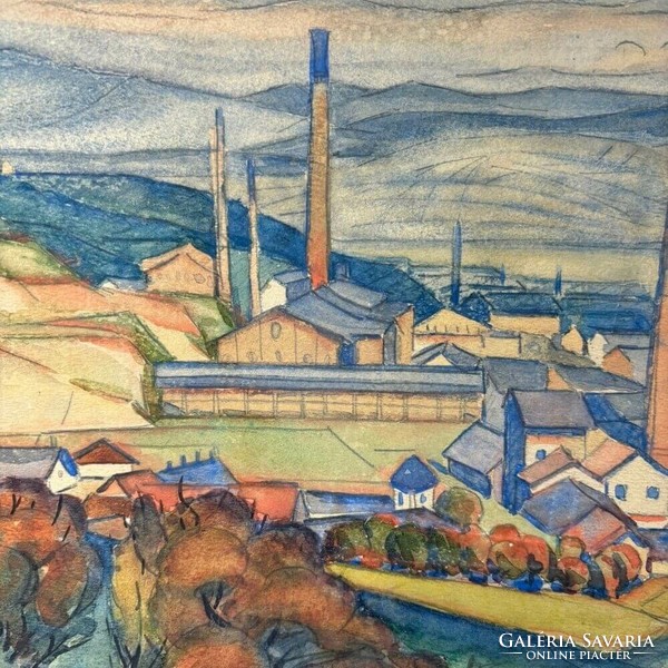 Raidl antal - North Budapest factories - 1924 - watercolor -