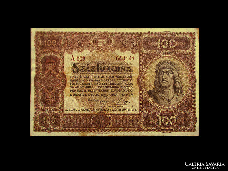 100 Korona - 1920 - with brown numbers! - Rare!