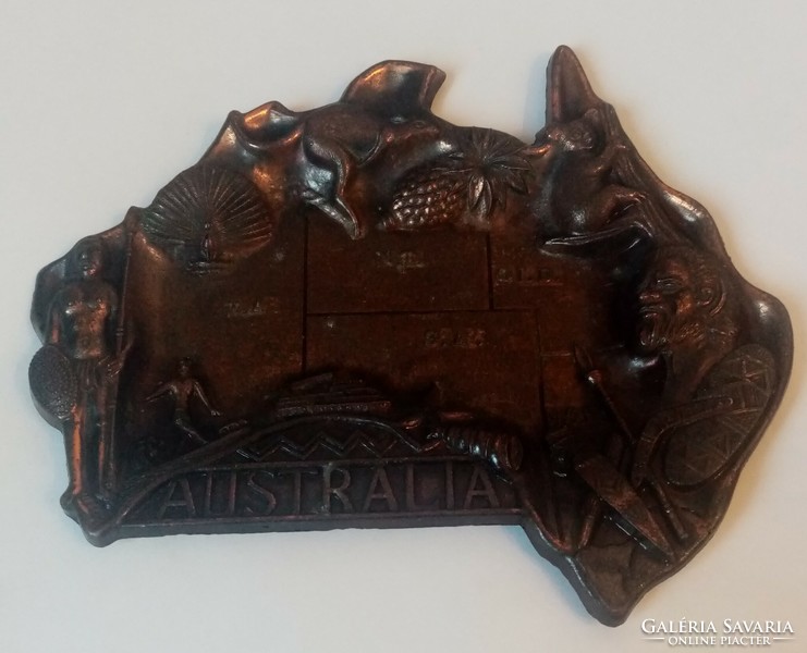 Régi bronz, térképek formájú Austráliai dísztál eladó
