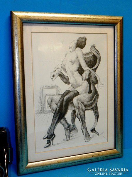 40 X 30 cm external erotic print, flawless frame with glass.