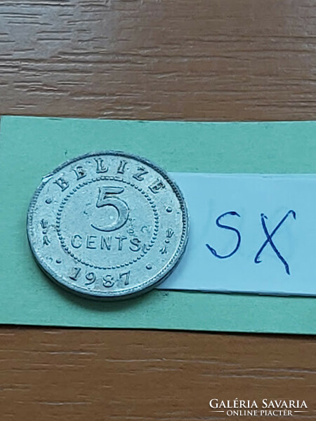 Belize 5 cents 1987 alu. II. Elizabeth sx