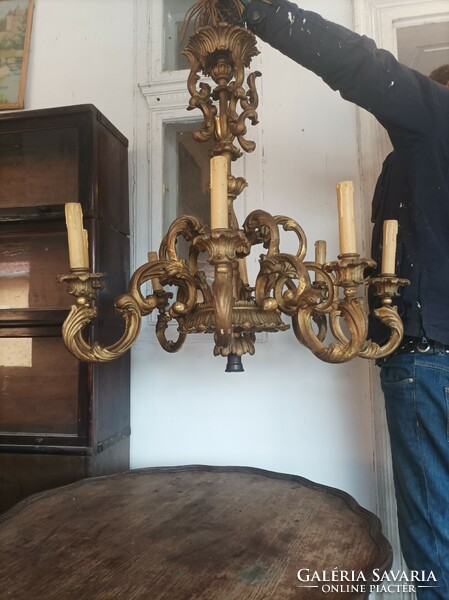 Antique baroque chandelier wall arm wood gilded