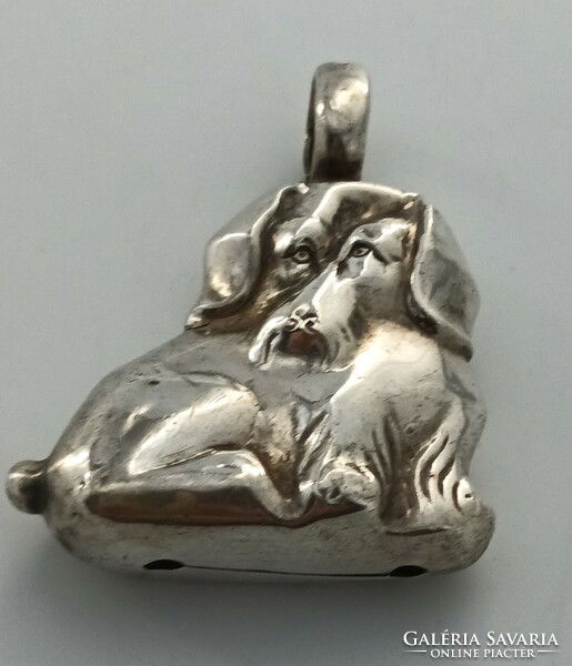 Silver figure, bell, dog, key chain