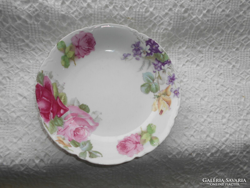 Old Austrian porcelain wall plate - beautiful flower (violet, rose) pattern